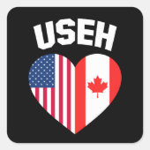 USEHアメリカカナダ国旗おもしろい(カナダ) スクエアシール (正面)