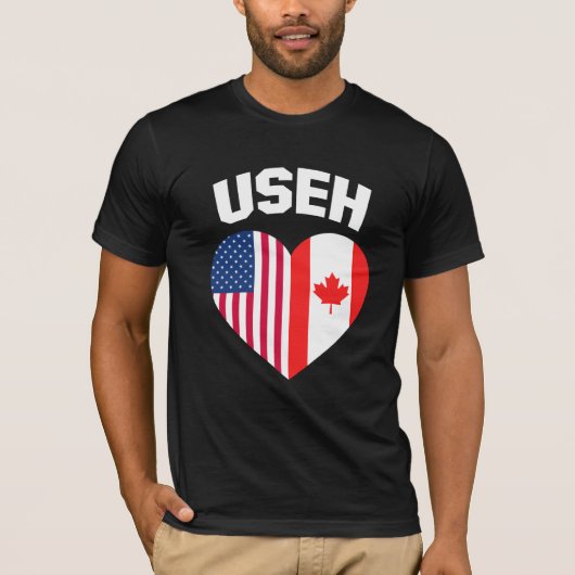 USEHアメリカカナダ国旗おもしろい(カナダ) Tシャツ (正面)