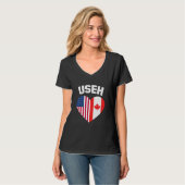 USEHアメリカカナダ国旗おもしろい(カナダ) Tシャツ (正面フル)