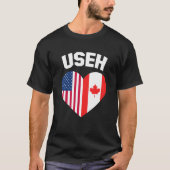 USEHアメリカカナダ国旗おもしろい(カナダ) Tシャツ (正面)