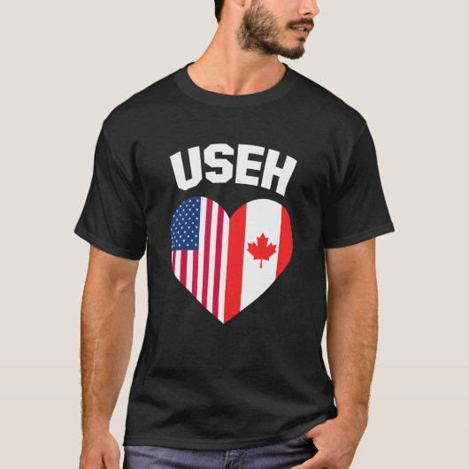 USEHアメリカカナダ国旗おもしろい(カナダ) Tシャツ (正面)