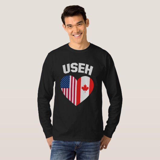 USEHアメリカカナダ国旗おもしろい(カナダ) Tシャツ (正面フル)