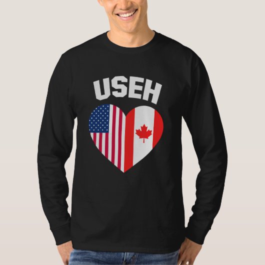 USEHアメリカカナダ国旗おもしろい(カナダ) Tシャツ (正面)