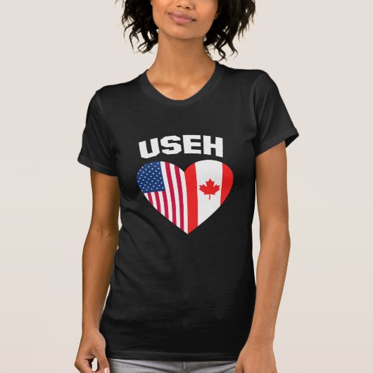 USEHアメリカカナダ国旗おもしろい（カナダ） Tシャツ (正面)