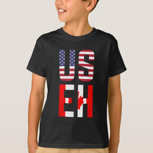 USEHアメリカカナダ国旗おもしろい(カナダ) Tシャツ (正面)