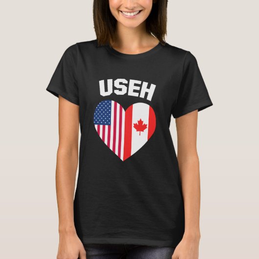 USEHアメリカカナダ国旗おもしろい(カナダ) Tシャツ (正面)