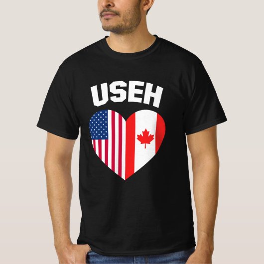 USEHアメリカカナダ国旗おもしろい(カナダ) Tシャツ (正面)