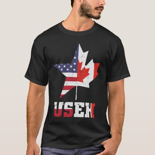 USEHアメリカカナダ国旗カナダ Tシャツ (正面)