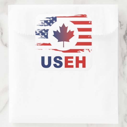USEHハーフカナダ米国国旗統一された スクエアシール (バッグ)