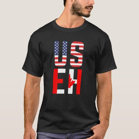 USEH アメリカ カナダ フラグ Tシャツ (正面)