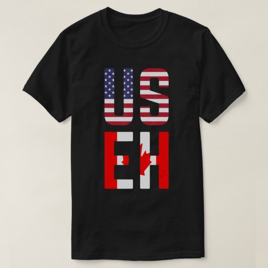 Useh Americaカナダ国旗American Canadian.png Tシャツ (デザイン正面)