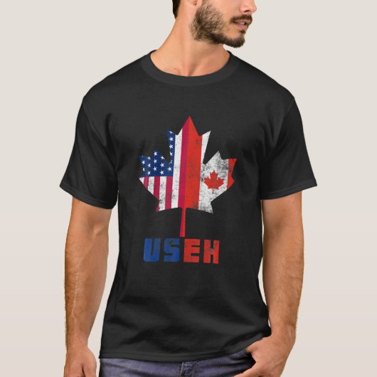 USEH Leafカナダ米国国旗P Tシャツ (正面)