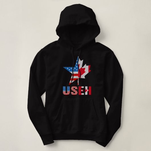 Useh Leaf Canadian American Flag Maple Canada Usa  パーカ (デザイン正面)