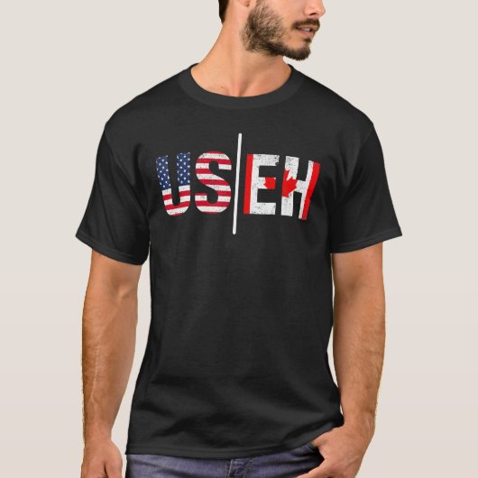 Useh Us Eh Usa国旗プライドカナダカナダ Tシャツ (正面)