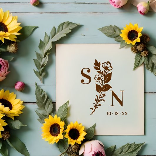 User Lavish Romantic Flower Deluxe Wedding Initial ラバースタンプ