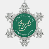 USFの強い牛 スノーフレークピューターオーナメント (正面)