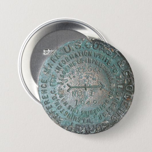 USGS Benchmark, St. Regis Mountain Geodetic Survey 缶バッジ (正面&裏面)