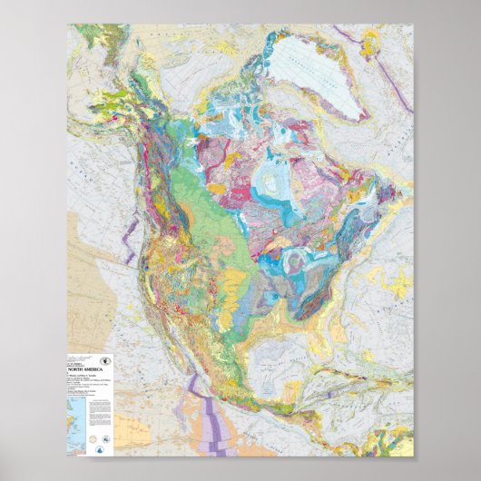 USGS Geologic Map Of North America ポスター (正面)
