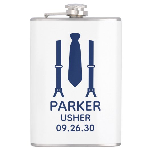 Usher 青いネクタイ フラスク (正面)