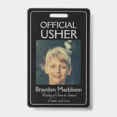 USHER Photo Official Badge Black White バッジ (正面)