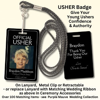 USHER Photo Official Badge Black White バッジ