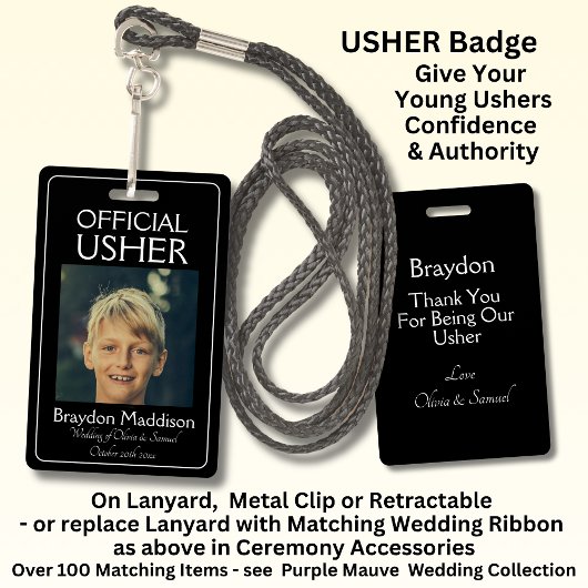USHER Photo Official Badge Black White バッジ