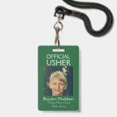 USHER Photo Official Badge Emerald Green バッジ (正面（ネックストラップ付）)