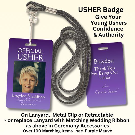USHER Photo Official Badge Purple Mauve バッジ