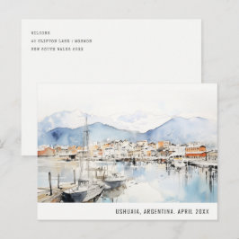 Ushuaia Argentina Landscape Watercolor Travel シーズンポストカード