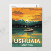 Ushuaia Argentina Sunset Boat Beagle ポストカード (正面/裏面)