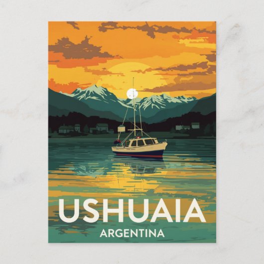 Ushuaia Argentina Sunset Boat Beagle ポストカード (正面)