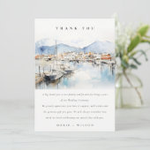 Ushuaia, Argentina Watercolor Landscape Wedding サンキューカード (スタンド正面)