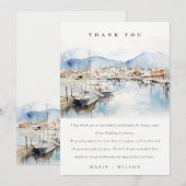 Ushuaia, Argentina Watercolor Landscape Wedding サンキューカード (正面/裏面)