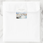 Ushuaia, Argentina Watercolor Landscape Wedding スクエアシール (バッグ)