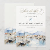 Ushuaia, Argentina Watercolor Landscape Wedding セーブザデート (正面/裏面)