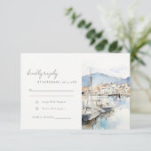 Ushuaia, Argentina Watercolor Landscape Wedding 出欠カード (スタンド正面)