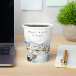 Ushuaia, Argentina Watercolor Landscape Wedding 紙コップ