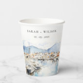 Ushuaia, Argentina Watercolor Landscape Wedding 紙コップ (裏面)