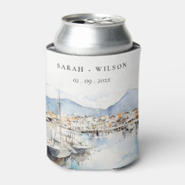 Ushuaia, Argentina Watercolor Landscape Wedding 缶クーラー