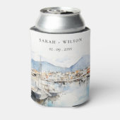 Ushuaia, Argentina Watercolor Landscape Wedding 缶クーラー (缶裏面)