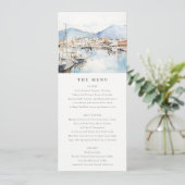 Ushuaia, Argentina Watercolor Scape Wedding Menu 招待状 (スタンド正面)