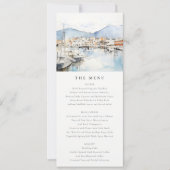 Ushuaia, Argentina Watercolor Scape Wedding Menu 招待状 (正面)