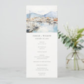 Ushuaia, Argentina Watercolor Scape Wedding Menu 招待状 (スタンド正面)