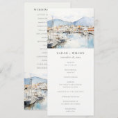 Ushuaia, Argentina Watercolor Scape Wedding Menu 招待状 (正面/裏面)