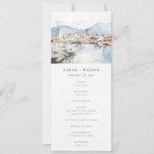 Ushuaia, Argentina Watercolor Scape Wedding Menu 招待状 (正面)
