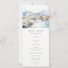Ushuaia, Argentina Watercolor Scape Wedding Menu 招待状