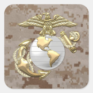 USMCのワシ、地球及びいかり (EGA)[3D] スクエアシール