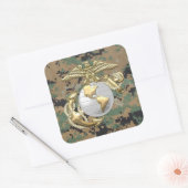 USMCのワシ、地球及びいかり (EGA)[3D] スクエアシール (封筒)