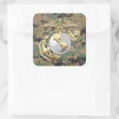 USMCのワシ、地球及びいかり (EGA)[3D] スクエアシール (バッグ)