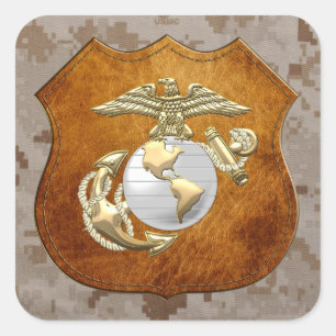 USMCのワシ、地球及びいかり (EGA)[3D] スクエアシール